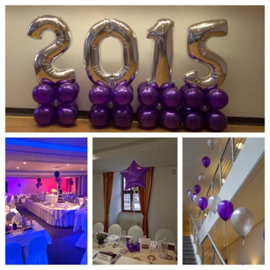 Silvesterdekoration in Lila