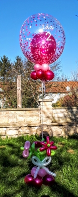 Doppelballon mit Blumenstrauß