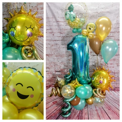 Ballonzahl in Mint, Gold und Braun