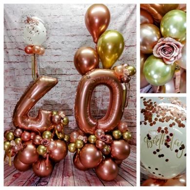 40 mit Rosen und Konfettiballon