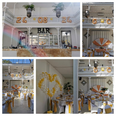 Dekoration zur Hochzeit in Gold und Weiß