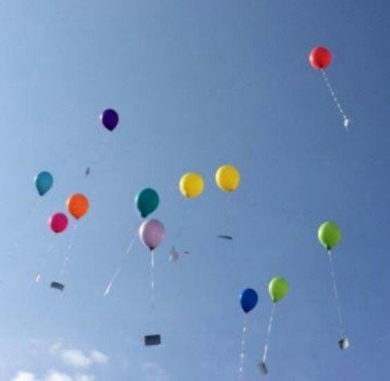 Ballonweitfug mit bunten Ballons
