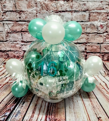 Geschenkballon Türkis mit Zahl