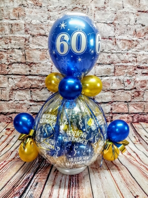 Geschenkballon zum 60. Geburtstag in Gold und Blau