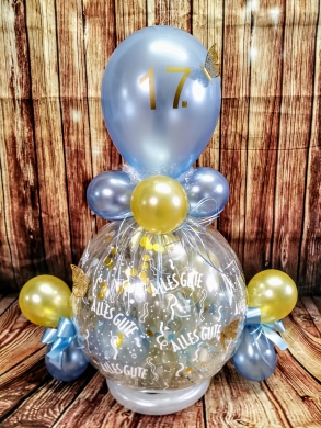 Geschenkballon Hellblau mit Gold