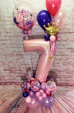 Zahl 7 in Rosa, Lila und Pink