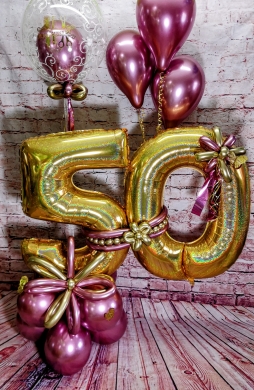 Chrome Ballons mit Zahl 50