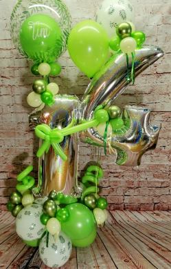 Zahl 14 in Grün und Creme