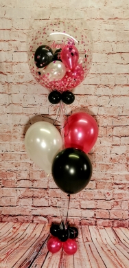 Konfetti Ballon mit Ballons in Schwarz, Weiß und Pink