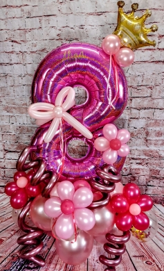 Ballonzahl in Pink mit Blumen