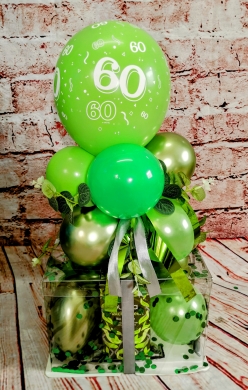 Ballon Box mit Zahl zum Geburtstag in Grün