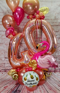 Zahl 40 mit Flamingo