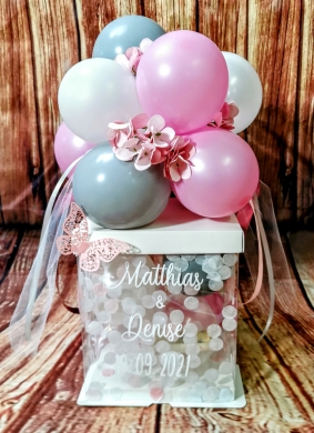 Box zur Hochzeit in Rosa und Grau