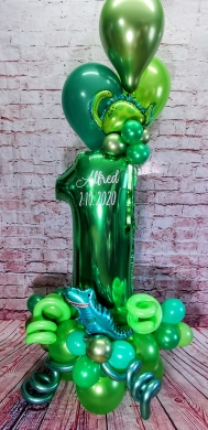 Ballonzahl in Grün mit Dino