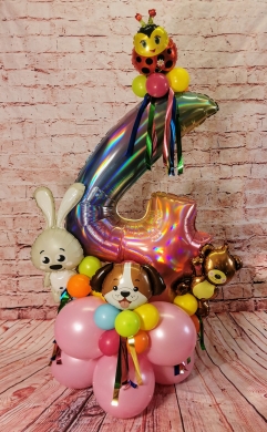 Regenbogen Zahl mit Tieren