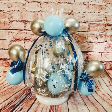 Geschenkballon in Silber und Blau