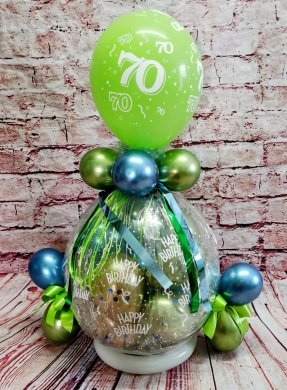 Geschenkballon 70. Geburtstag in Grün und Blau