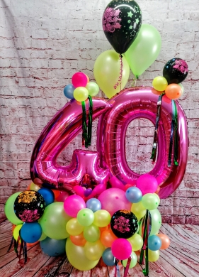 Ballonzahl 40 in Neon