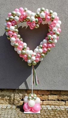 Herz in Weiß, Rosa und Chrom Grün