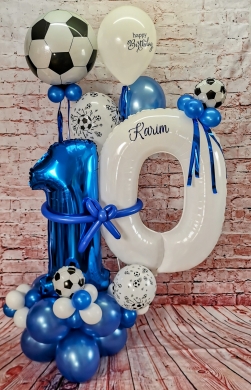 Geburtstagsdeko Zahl 10 in Blau und Weiß