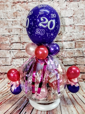 Geschenkballon 20 in Pink, Rosa und Lila