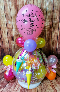 Geschenkballon in bunt zum Schulanfang