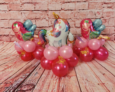 Kleine Tischdeko mit Einhorn und Fee