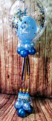 Konfettiballon zum 2. Geburtstag mit Torte