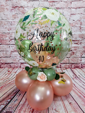 Tischballon in Eukalyptus und Rosegold