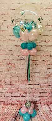 Konfetti Ballon in Rosa und Türkis