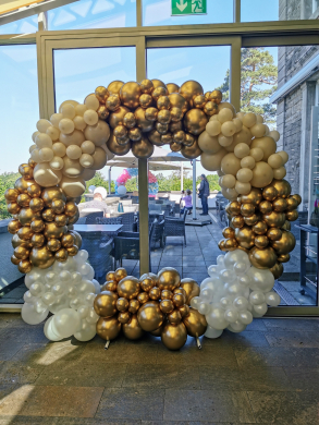 Ballonbogen Chrom Gold, Sand und Weiß