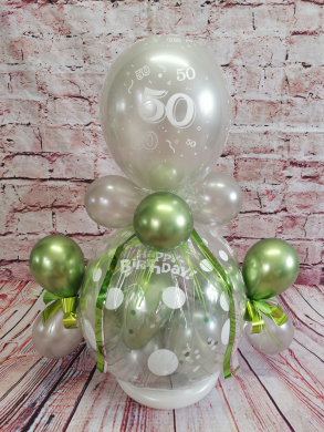 Geschenkballon in Silber und Grün