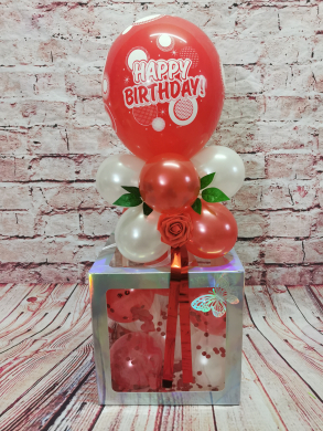 Box zum Geburtstag in Rot und Weiß