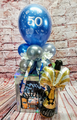 Box zum 50. Geburtstag mit Sektflasche