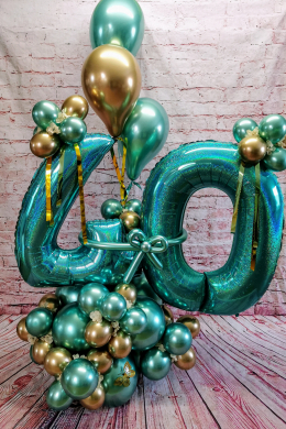 Ballonzahl 40 in Türkis und Gold