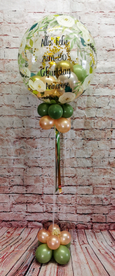 Ballon mit Blumen in Rosegold und Eukalyptus