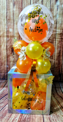 Box in den Farben Orange und Gelb