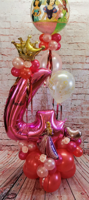 Ballonzahl 4 mit Thema Prinzessin