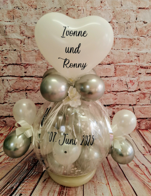 Geschenkballon zur Silberhochzeit mit Herz und Namen