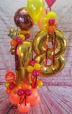 Zahl in Orange, Gelb, Gold und Pink