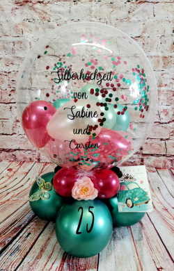 Konfettiballon für den Tisch in Pink und Mint