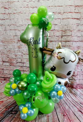 Zahl 1 in Grün mit Kuh