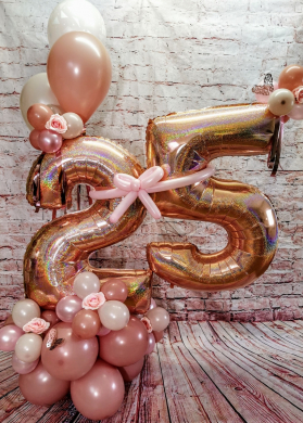 Ballonzahl 25 in Rosegold und Rosa