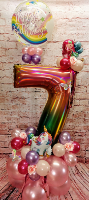 Ballonzahl 7 mit Einhorn und Fee