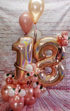 Ballonzahl 18 in den Farben Rosa und Rosegold