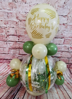 Geschenkballon in den Farben Eukalyptus und Sand