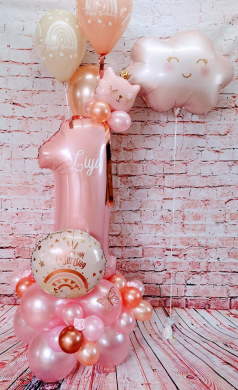 Ballonzahl in Rosa zum 1. Geburtstag