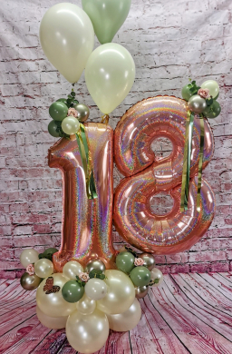 Zahl in Rosegold und Eukalyptus