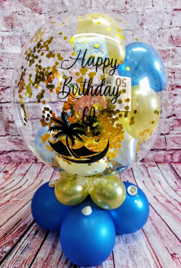 Konfettiballon zum Thema Urlaub