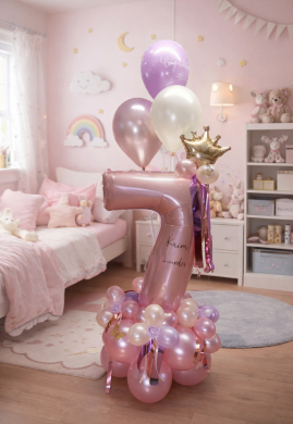 Zahl 7 mit Pastellfarben